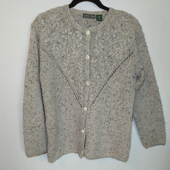 Outback Red Heirloom Collection Vintage Floral Knit Chunky Cardigan Sweater M - Picture 1 of 5